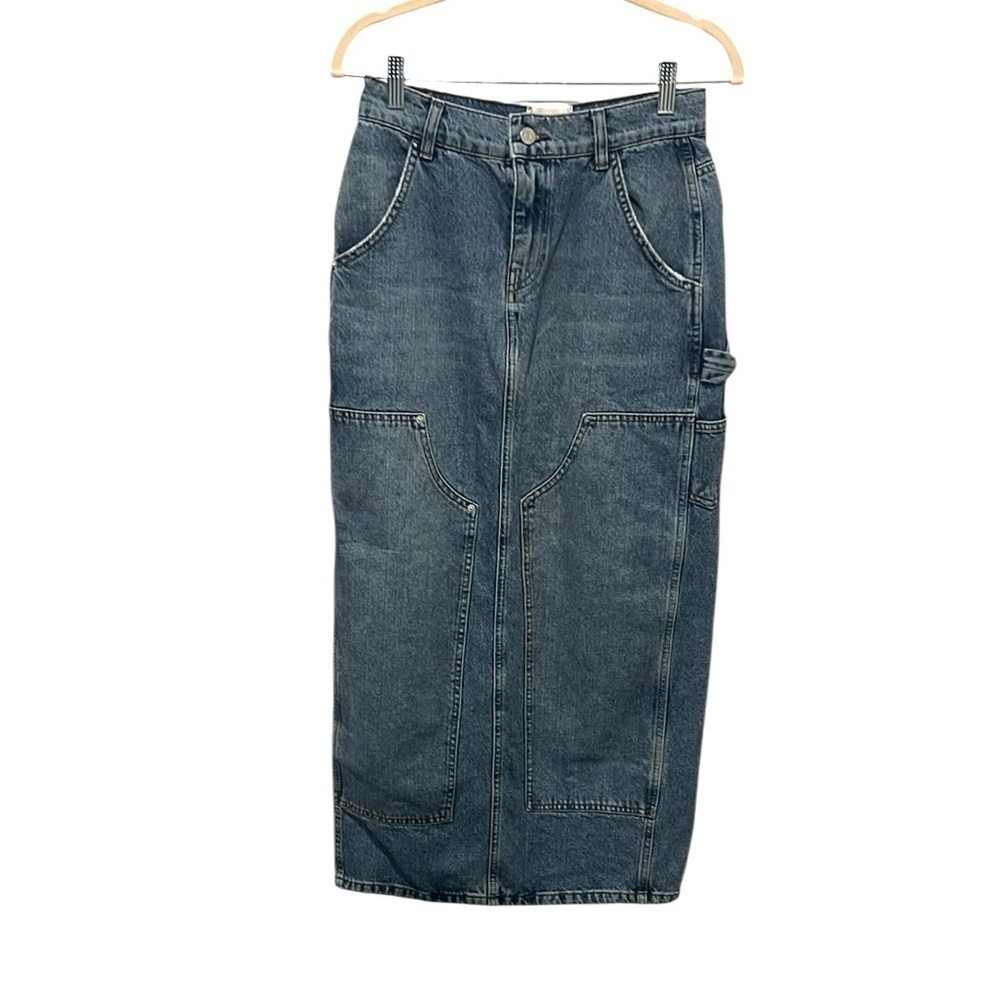 BDG urban outfitters denim carpenter maxi skirt size Small